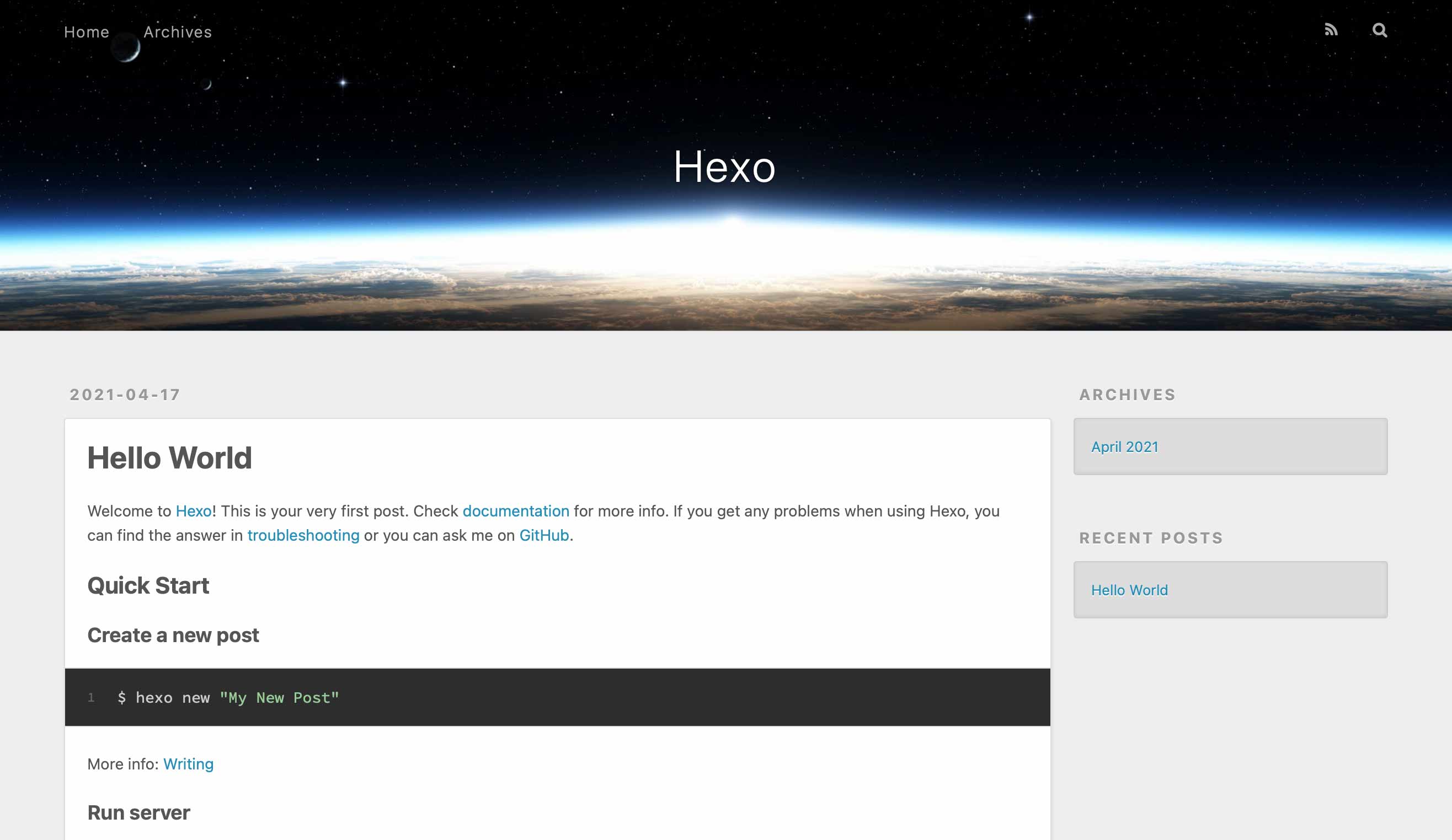 Hello World by Hexo